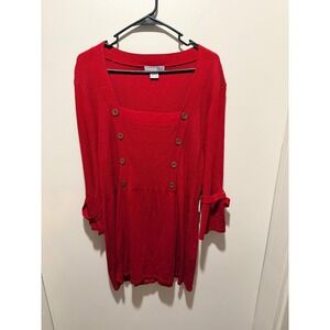 Woman RXB Red Square Neck Tunic Sweater Long Sleeve Tie Cuff Plus 2X NWT Q748621